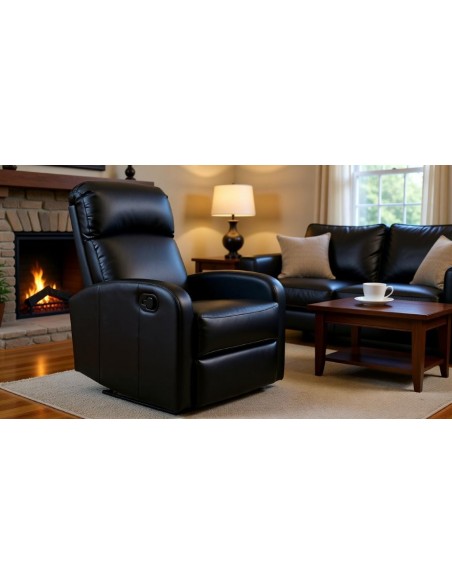 POLTRONA RECLINER IN ECOPELLE COLORE NERO