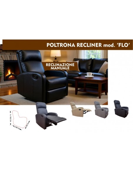 POLTRONA RECLINER IN ECOPELLE COLORE NERO