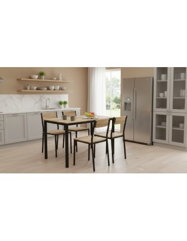 SET INDUSTRIAL TAVOLO + 4 SEDIE QUERCIA