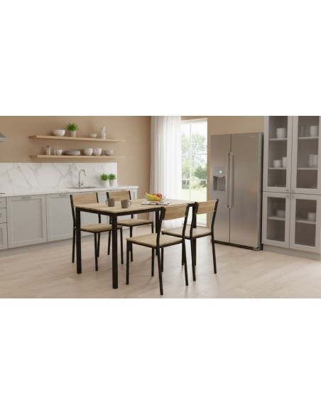 SET INDUSTRIAL TAVOLO + 4 SEDIE QUERCIA
