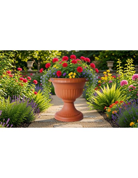 VASO CON SUPPORTO  D.30 X 30CM COLORE COTTO