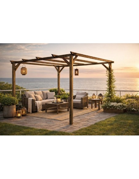 PERGOLA IN LEGNO IMPREGNATO 3X3 PALI 9X9