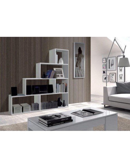 LIBRERIA 6 VANI IN MELAMINICO  BIANCO LUCIDO H.145CM