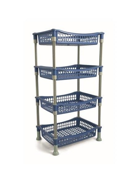CESTINO CUCINA 4 RIPIANI RETTANGOLARE BLU