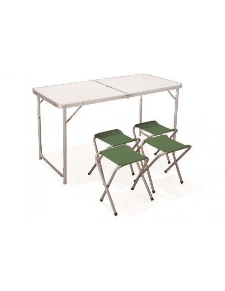 SET TAVOLO A  VALIGETTA CON QUATTRO SGABELLI 120X6