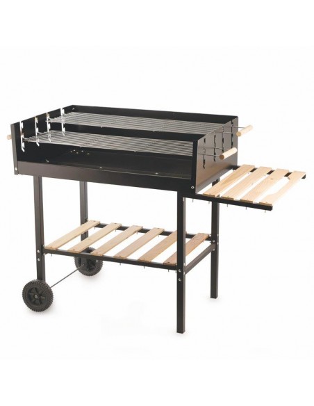 BBQ RETTANGOLARE NERO CON RUOTE 118X56X92CM