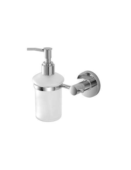 PORTA DISPENSER IN CROMALL E VETRO SATINATO E ABS CON PIASTRINA ANTIRUGGINE