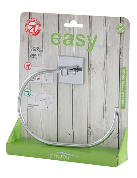 PORTA SALVIETTE IN ACCIAIO CROMATO CON DOPPIA MODALITA DI FISSAGGIO