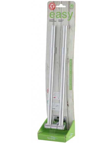 PORTA ASCIUGAMANI A SNODO DA 39CM IN ACCIAIO CROMATO CON DOPPIA MODALITA DI FISSAGGIO
