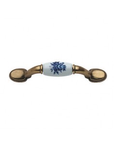 MANIGLIA PORCEL.74MM FIORE BLU